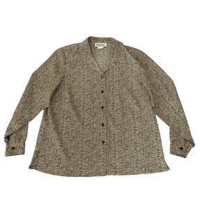 DONN‎ KENNY Petite Animal Print Button-Up Blouse PXL Multicolor